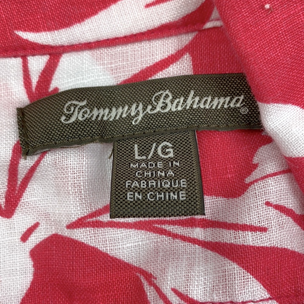 Gently used Tommy Bahama Pink and White Floral Button Down Shirt - Picture 5 of 7